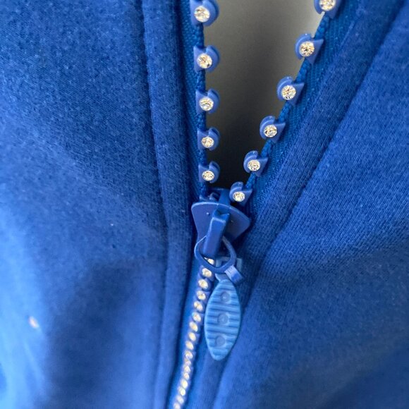 Quacker Factory Royal Blue Rhinestones Zip Jacket Small - Picture 4 of 8
